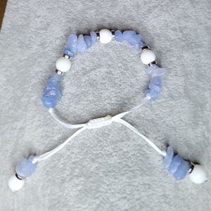 Stunning Aquamarine and White Shell Bracelet